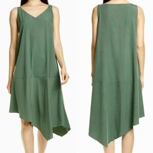 Eileen Fisher Olive Green Asymmetrical Sleeveless Dress